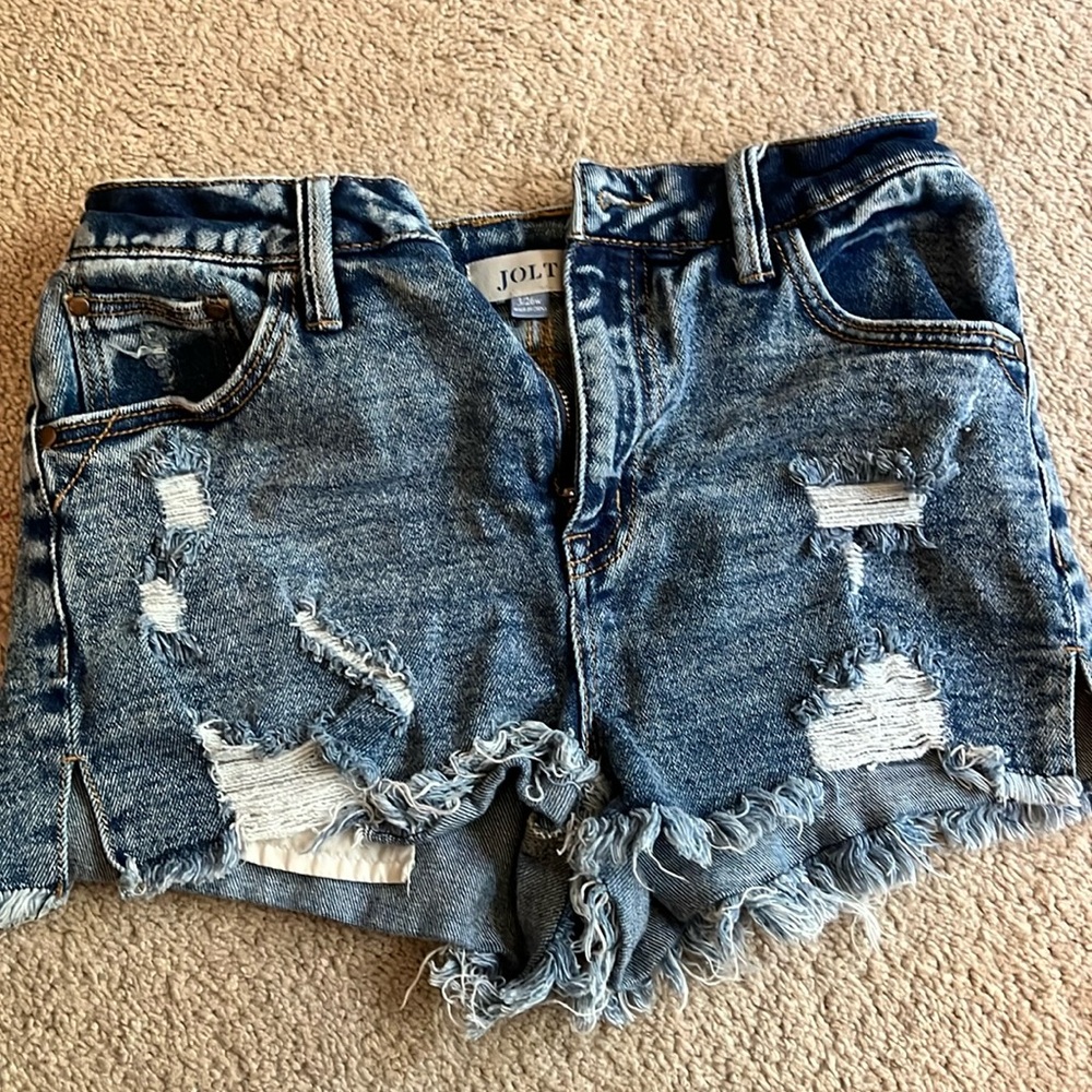 High rise Distressed Denim Shorts